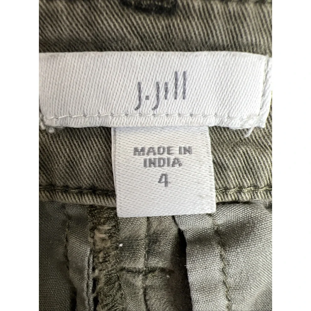 J. Jill Stretch Cargo Pants‎ Ankle Length Olive Green Gorpcore Women's Size 4
